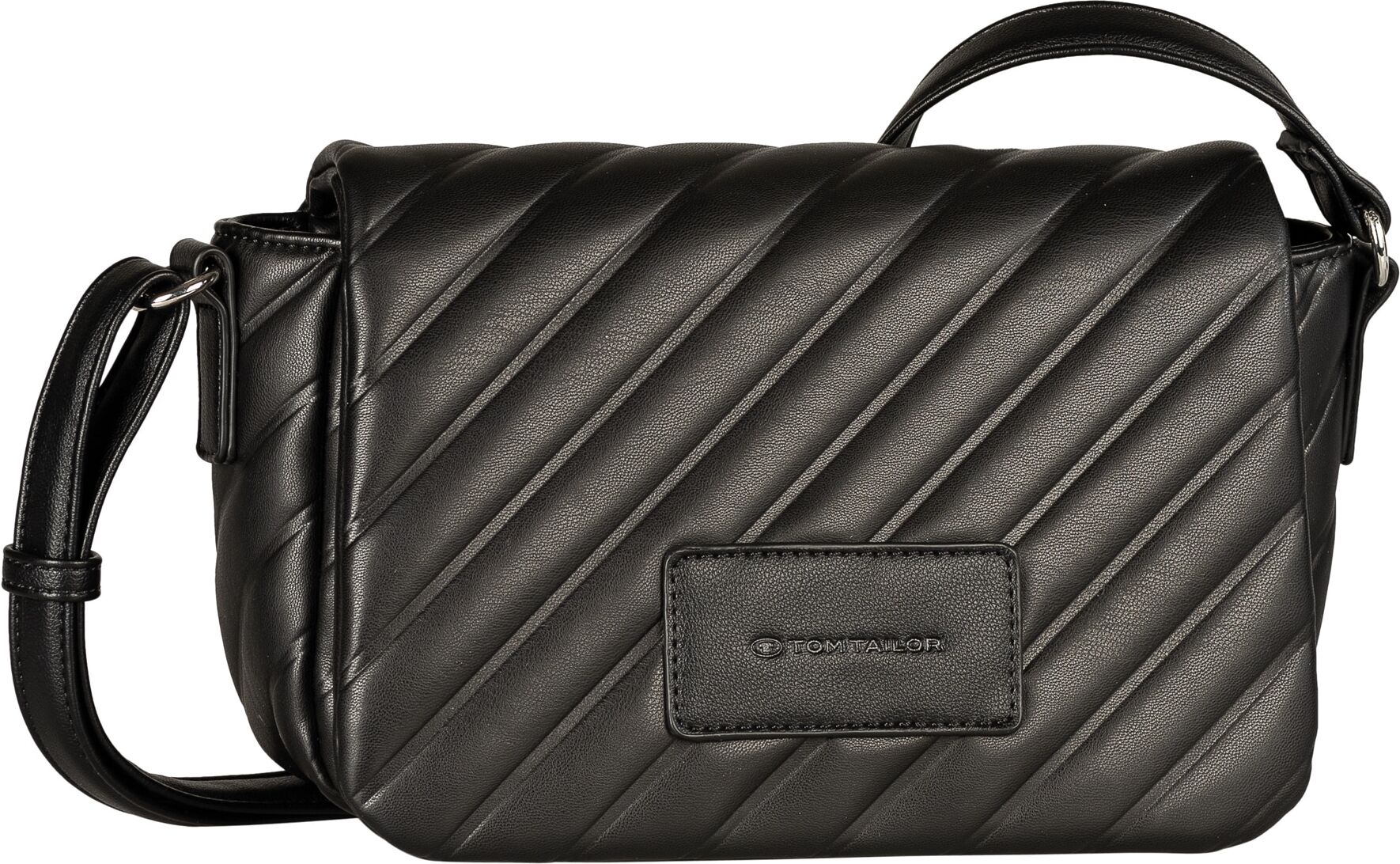 Umhängetasche TOM TAILOR "Mirela", Damen, Gr. B/H/T: 27cm x 16,5cm x 10,5cm, schwarz, Polyurethan, Taschen Umhängetasche, weich wattiert und elegant in trendigen Formaten