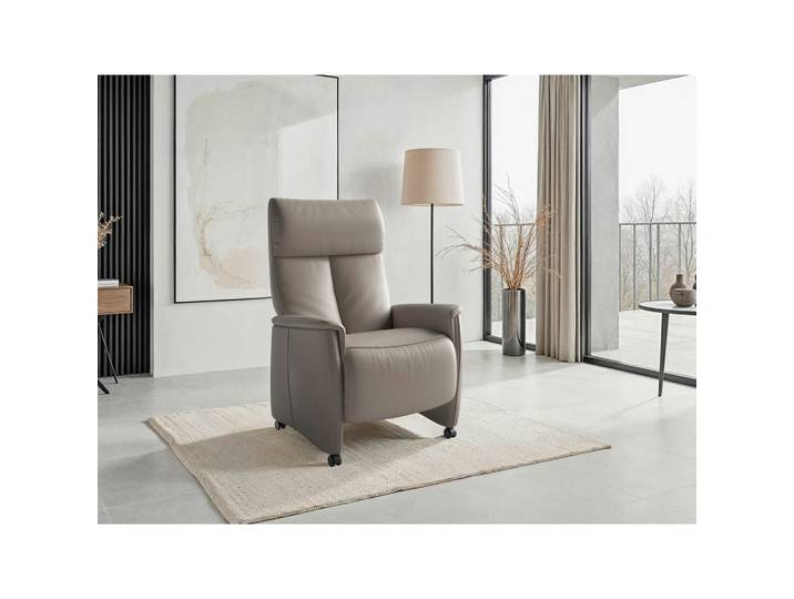 Sit & More Relaxsessel TV Cremona Comfort E M2, Grau, Kunststoff, Echtleder, Nappaleder, 76x112x84 cm, Goldenes M, Made in Europe, DGM-Klimapakt, Relaxfunktion, Liegefunktion, gepolsterte Armlehnen, Wohnzimmer, Sessel, Relaxsessel