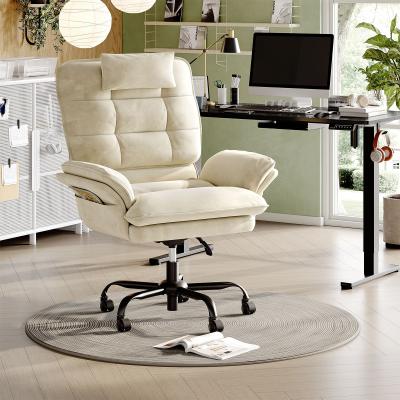 Bestier Comfortable Velvet Executive Chair, Ergonomic Office Chair with Headrest,Flip Up Armrests and Side Pockets