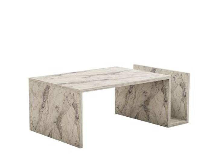 Hanah Home Moderner Couchtisch aus Freesia-Marmor, 86,8 x 32,4 x 50 cm 100% melaminbeschichtete Spanplatte, 18 mm stark Wandmontage möglich, stilvolles Design