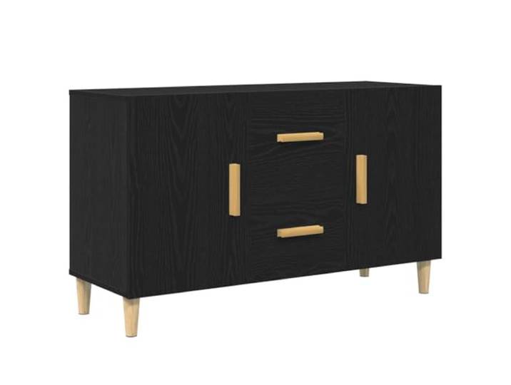 Fisinber Sideboard Schwarz Eichen-Optik 100x36x60 cm Holzwerkstoff Vielseitiger Beistellschrank mit Holzbeinen für Flur, Schlafzimmer und Küche. Ordnung mit ergonomischen Griffen.