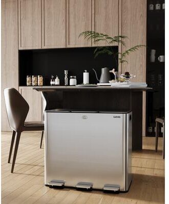 Garvee 3-Compartment Stainless Steel Step Trash Can, Soft-Close Lids, Removable Buckets, for Recycling/Waste Separation