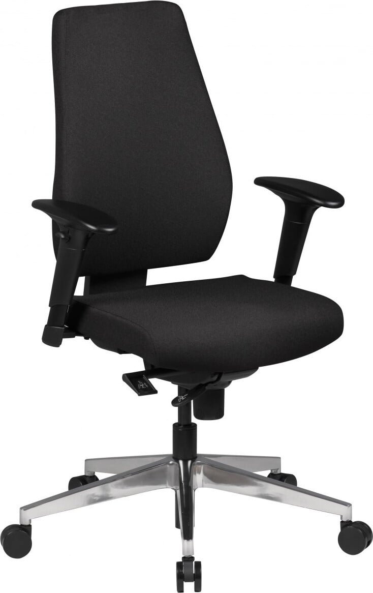 Amstyle Darius ergonomische bureaustoel met stoffen bekleding, zwart, met 3-punts synchroonmechanisme