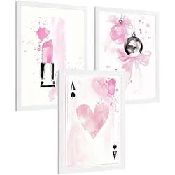POSTER 3er Kunstdruck-Set Wandbilder Teen Style modern Wohnzimmer Deko, Schlafzimmer, Küche, Badezimmer Rahmenlos A3