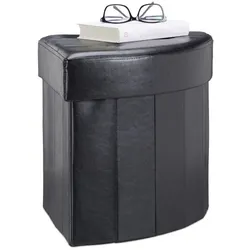 Relaxdays Eckiger Hocker mit Stauraum Schwarz