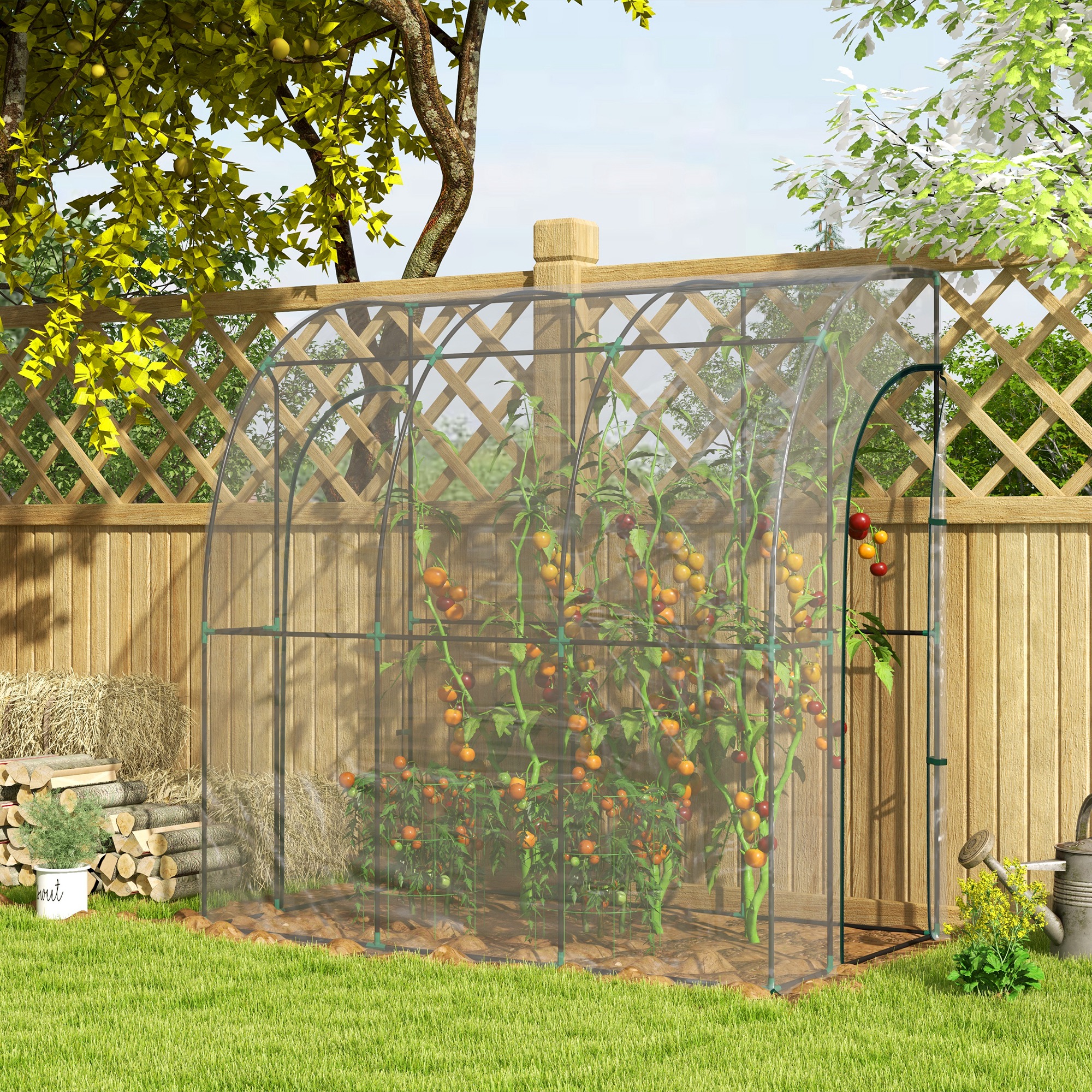 Outsunny Serra da giardino addossata, serra da balcone, telo rinforzato in PVC, 2 porte avvolgibili, 214 x 118 x 212 cm, trasparente   Aosom Italy