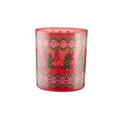 HOME STORY Teelichtglas Tannen   , rot , Glas , Maße (cm): H: 9  Ø: 8