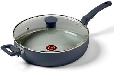 T-fal Essentials Ceramic Non-Stick Cookware, 5 Quart Jumbo Cooker with Lid, Midnight Blue