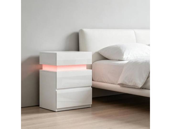 PEACHES Chevet à deux tiroirs avec coffre supérieur design contemporain pour chambre adolescent Blanc