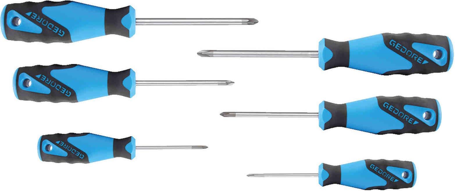 Gedore schroevendraaierset 3K, 6-delig, PH+PZ, maten 0-1-2, artikelnummer 2160 PHZ-06