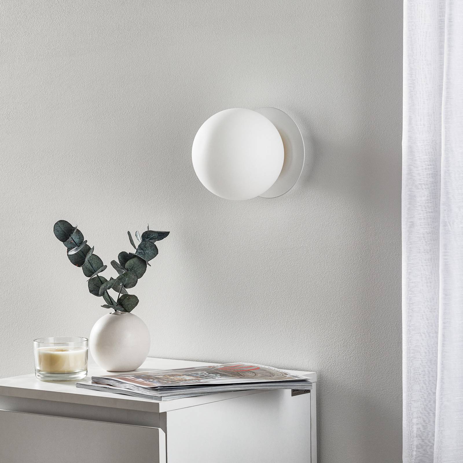 Wandlampe Minerva K1 EMIBIG LIGHTING, dimmbar, weiß / opal, für Flurbereich, Metall, Wandleuchte, Wandlampe Innen