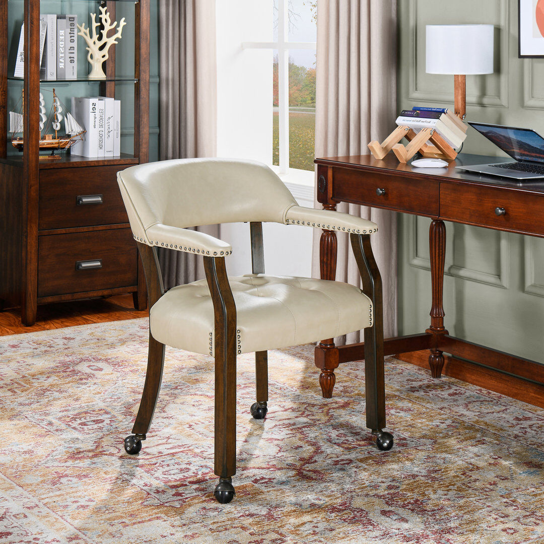 Longshore Tides Blankenship 34 cm H Tufted Queen Anne Back Armchair Beige 78cm H X 64cm W X 64cm D