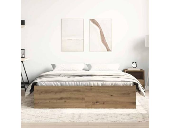 KTHLBRH Bettrahmen Eiche Handwerk 150 x 200 cm Mehrschichtiges Holz, 6 Fächer, Latten aus Sperrholz, für Gäste