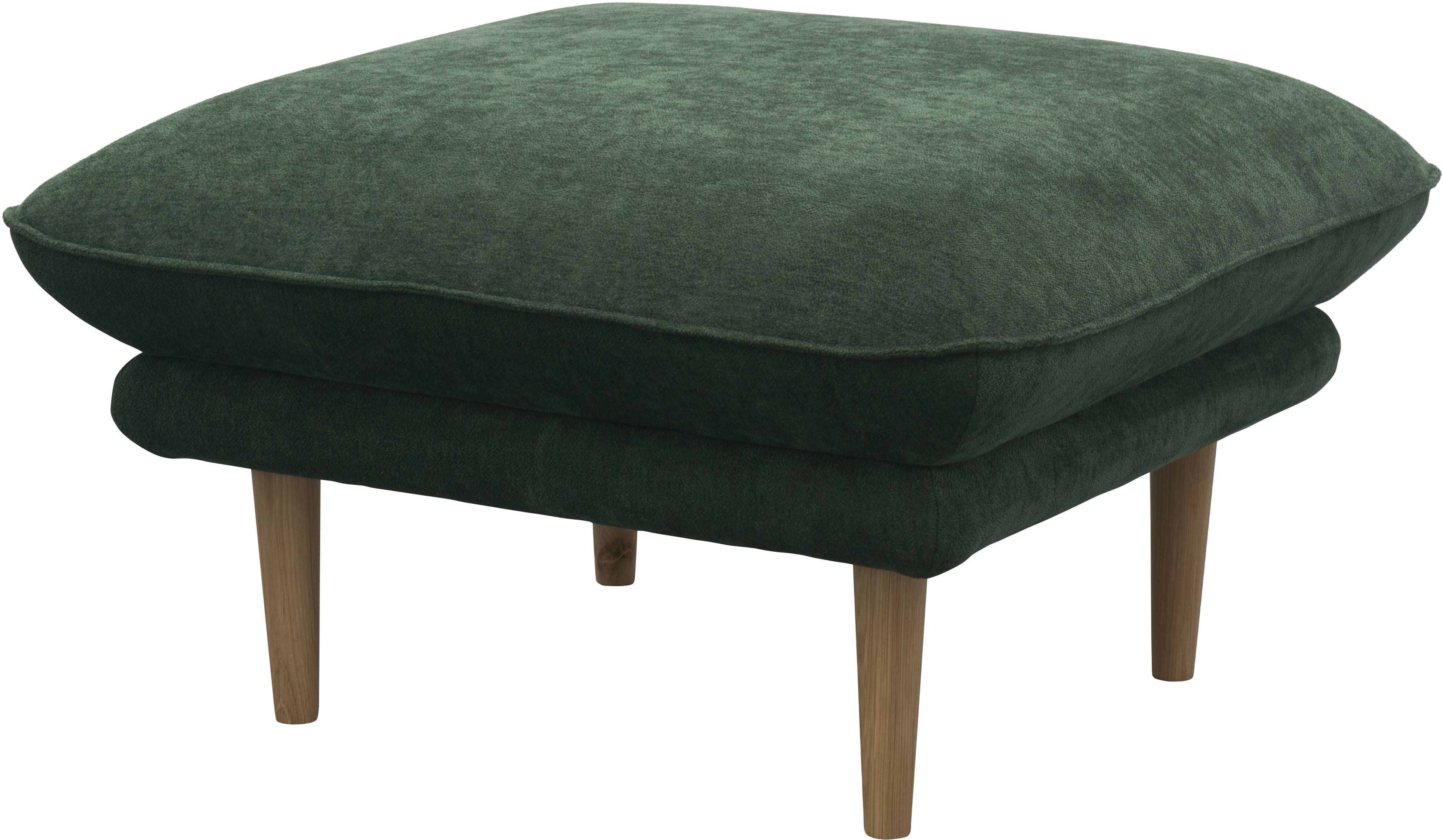 Hocker DOMO COLLECTION "Leuven", grün, B:74cm H:43cm T:70cm, 100% Polyester, Hocker, Hocker, angenehm feste Polsterung, bodenfrei, 19 cm hohe Holzfüße