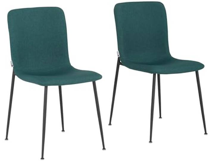 Faye 2er Set gepolsterte Esszimmerstühle aus Stoff, grün