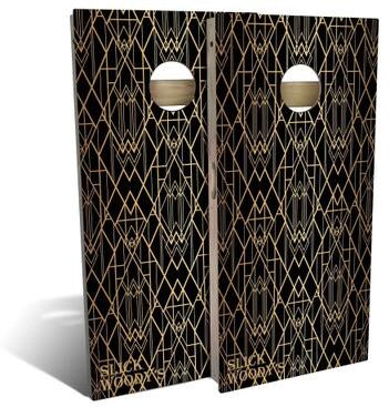 Skip's Garage Art Deco Outdoor Cornhole Board Set