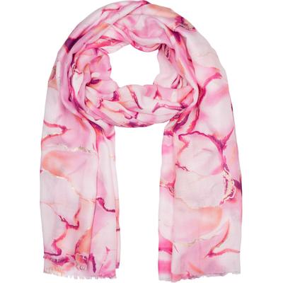 Schal STYLEBREAKER "Schal Marmor Muster Metallic Akzente", Damen, pink, Obermaterial: 50% Viskose CV. 50% Baumwolle CO., Modisch, Modetücher Schal