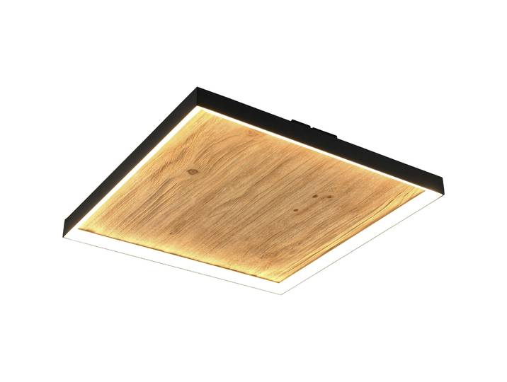 Deckenlampe Glen natur/schwarz Holz/Metall 5000 lm Dimmbar B 45 cm - LED - Lichtfarbe: Warmweiss - LED Energiesparlampen