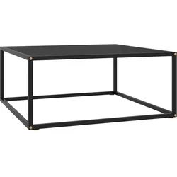 vidaXL Couchtisch Schwarz mit Schwarzem Glas 80x80x35 cm