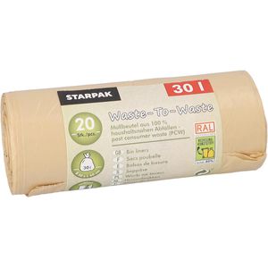Papstar Müllbeutel Waste-To-Waste, 30 Liter, braun, 20 Stück