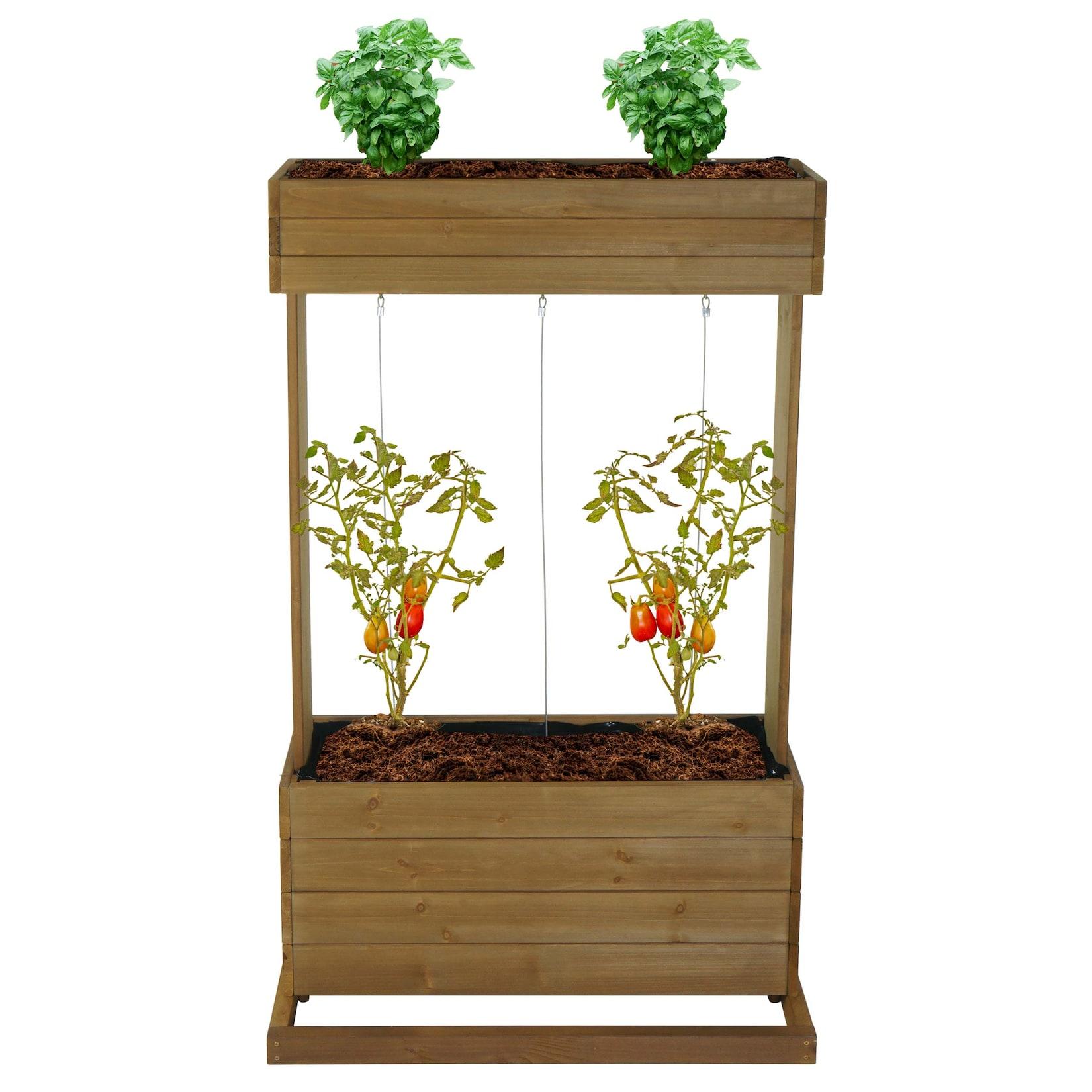 Hochbeet MCW-L72, Pflanzkasten Rankhilfe Pflanzkübel Blumenkasten, 145x85x50cm Outdoor Tanne Holz FSC, braun
