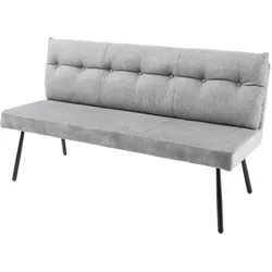 riess-ambiente Sitzbank BIG GEORGE - 160cm grau Samt Strukturstoff schwarz Metall mit Lehne Modern