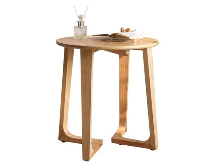 ROHCGHC Beistelltisch, Nachttisch, moderner Beistelltisch, Holz-Akzenttisch(/Natural,60x54 cm)