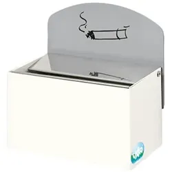 PROREGAL Robuster Wandascher mit Schild | 0,4 Liter, HxBxT 16x14x9,8cm | Verzinkter Stahl | Weiß | Ascher Aschenbecher