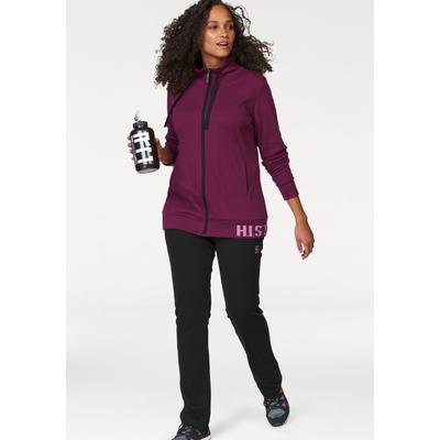 Jogginganzug H.I.S, Damen, Gr. 50, lila (beere), Obermaterial: 50% Baumwolle, 50% Polyester, unifarben, bequem, Sportanzüge Jogginganzug, Große Größen