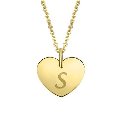 Kette mit Anhänger ONE ELEMENT "Herz mit Gravur S Buchstaben Anhänger aus 333 Gelbgold", gold, Halsketten, Damen, Gelbgold 333 Gold, Gelbgold 333, Gold, Herzanhänger – Ausdruck von Liebe, perfekt zum Verschenken