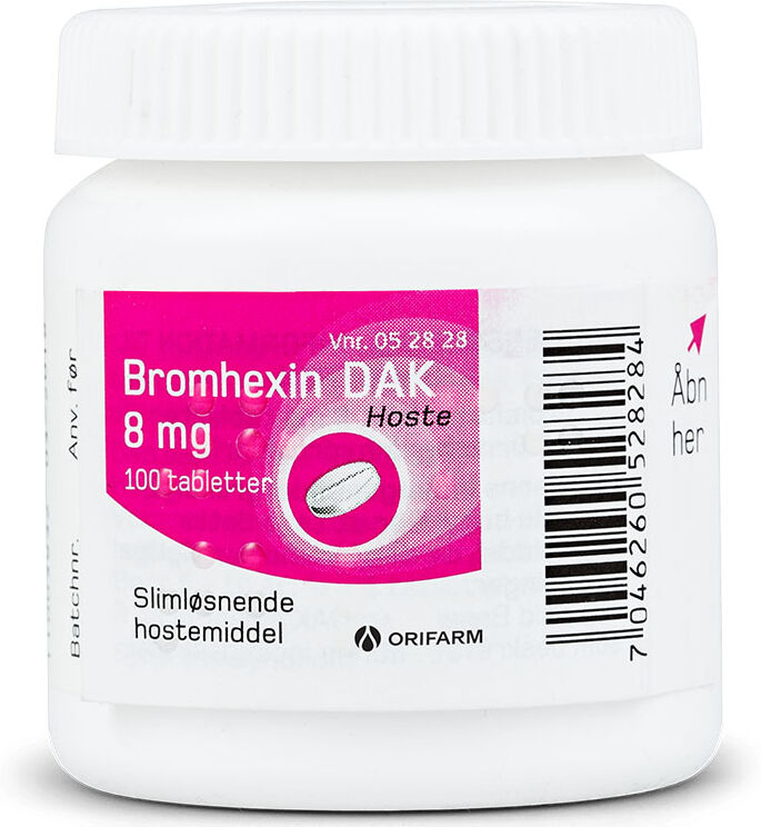 Bromhexin "DAK" 8 mg 100 stk Tabletter