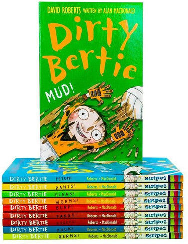 Little Tiger Press Dirty Bertie - Series 1 - David Roberts 10 Books Collection Set Fangs Fetch Germs Mud Bogeys Yuck ..