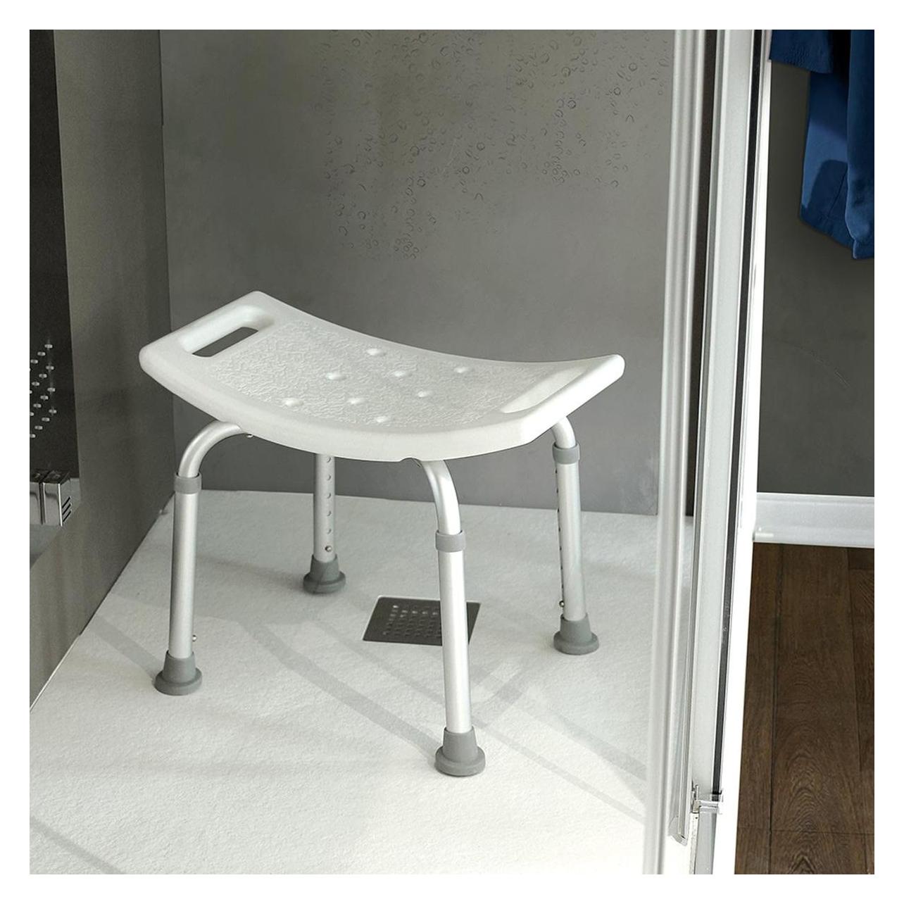 Gedy 107202 Friend Badhocker - Höhenverstellbar 40 bis 58 cm - Weiss und Silber (69926820)