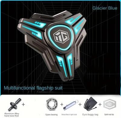 Lush Living Finds High Speed Metal Gyro Spinner, Smooth Bearings, Alloy Light Up Office Toy For Stress Relief blue
