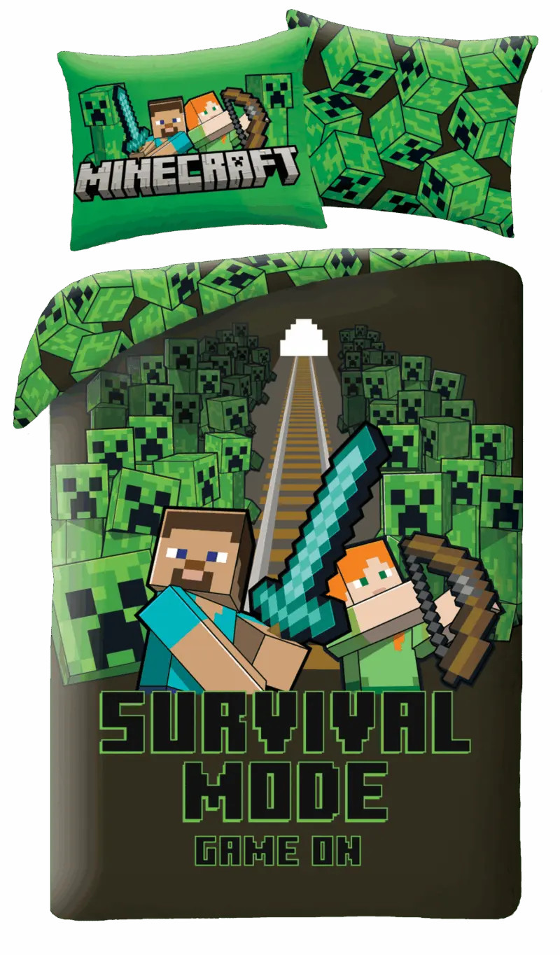 Minecraft Dekbedovertrek Survival voor kinderen - 140 x 200 cm - Polyester