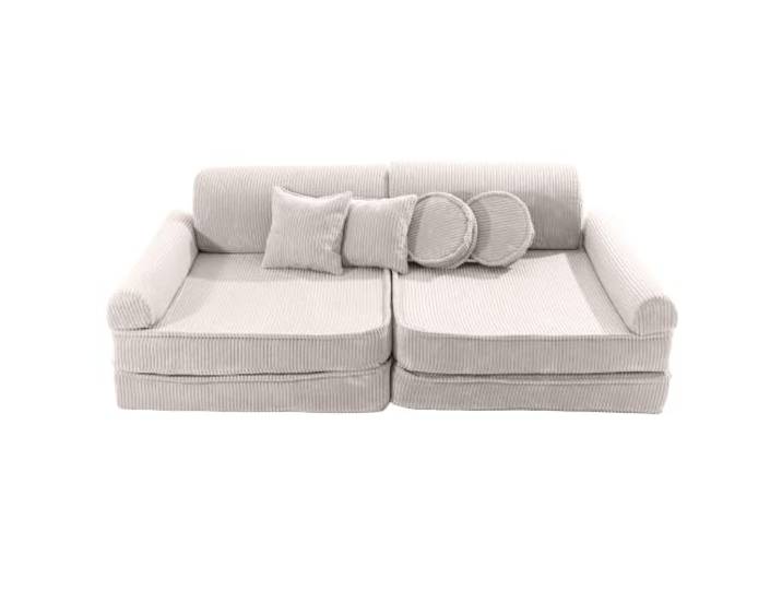 MEOWBABY Kindersofa – Spielsofa für Kinder – Weiche Klappsofa mit Schlaffunktion – Kuschelecke für Kinderzimmer, Aesthetic, Ecru
