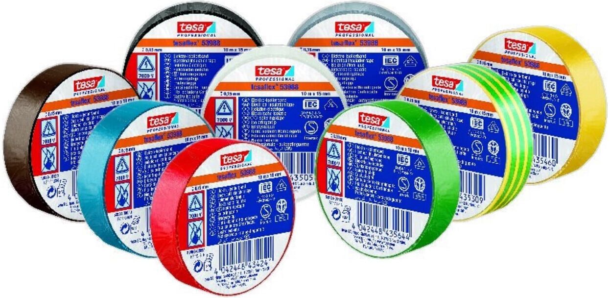 tesa PVC-Elektroisolierband 20m x 19mm, gelb (53988-00091-00)