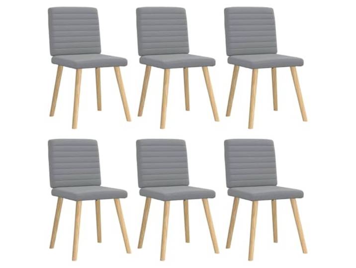 NLQMSU Set mit 6 Esszimmerstühlen, hellgrau, Polyestergewebe Struktur aus Metall/Holz, dicker Schaumstoff, vielseitig einsetzbar, moderner Stil, langlebig