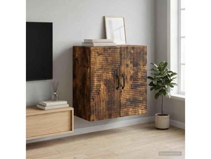GPWERSDF Wandschrank Geräucherte Eiche 59x31x60 cm Holzwerkstoff Vintage-Stil, mehrere Regalböden, platzsparende Wandmontage, robustes Holzwerkstoff, pflegeleichte Oberfläche