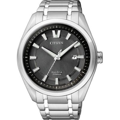 Solaruhr CITIZEN "Super Titanium", silber (silberfarben, schwarz, schwarz), Armbanduhren, Herren, silberfarben, Armbanduhr, Herrenuhr, Titan, Datum, Saphirglas