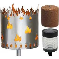 Gartenfackel Flamme Feuerschale Metall mit Stiel Brennmittel Solarlampe LED