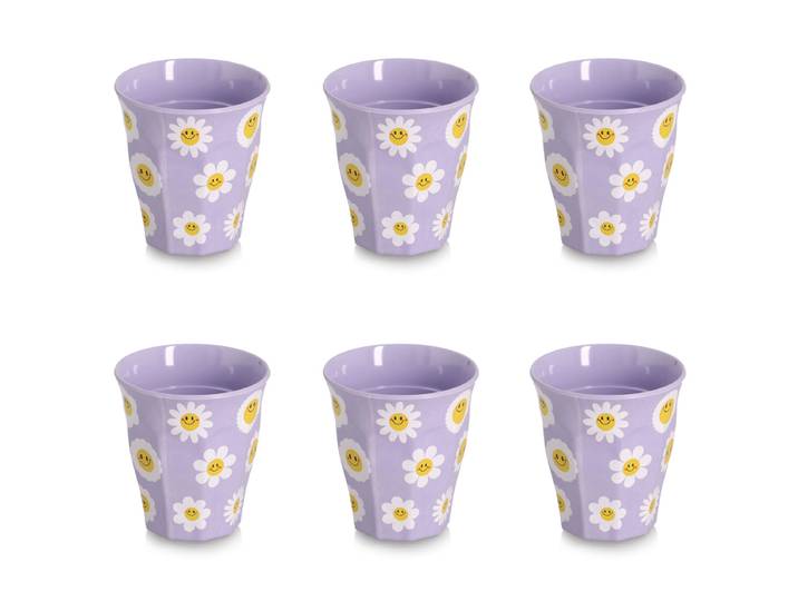 Trinkbecher Happy Flowers 6er-Set Ø 9cm Violett