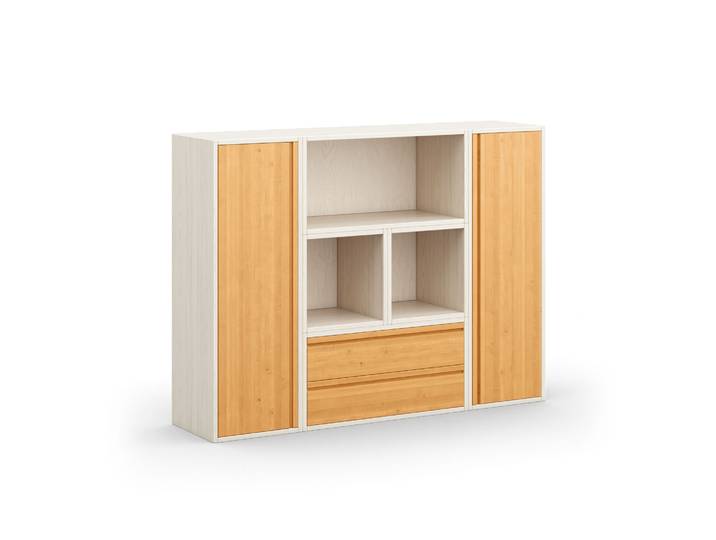 Naturwohnen Highboard aus Massivholz Erle Naturweiß 120x160x40cm Laura  mit bioola® colour & nature veredelt 100% Bio & Vegan