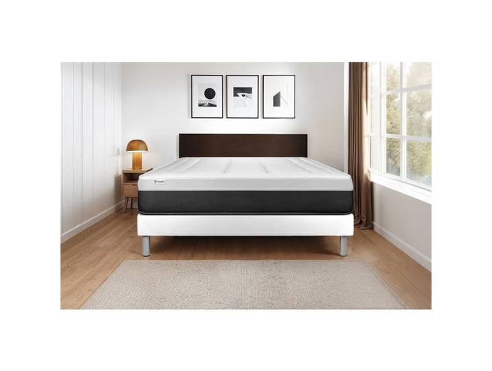 Ensemble Matelas Sommier 150x200 cm - Sommier Blanc (en kit) - Vital Form Blanc