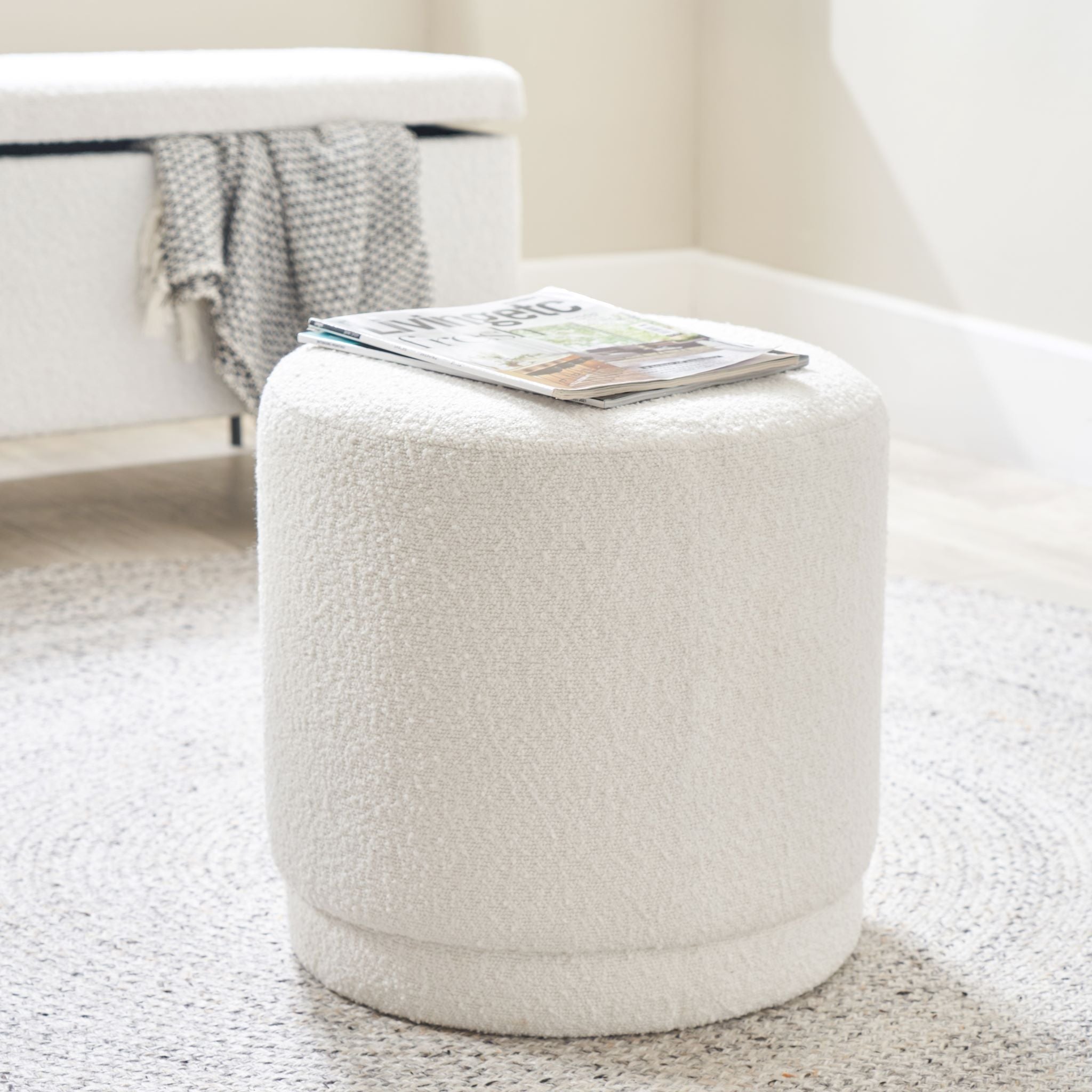 Pacific Lifestyle - Sassari Bouclé Cylinder Pouffe