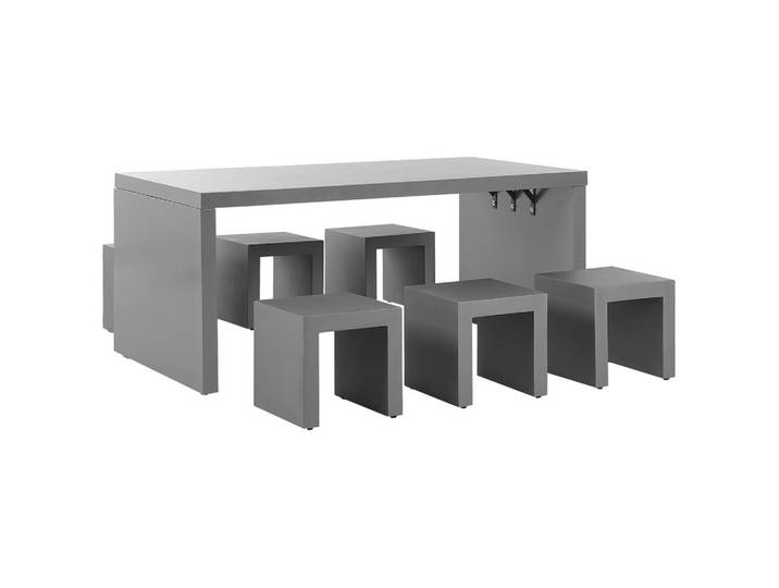 GARTENMÖBEL SET 6-Sitzer Beton grau U-Form Taranto