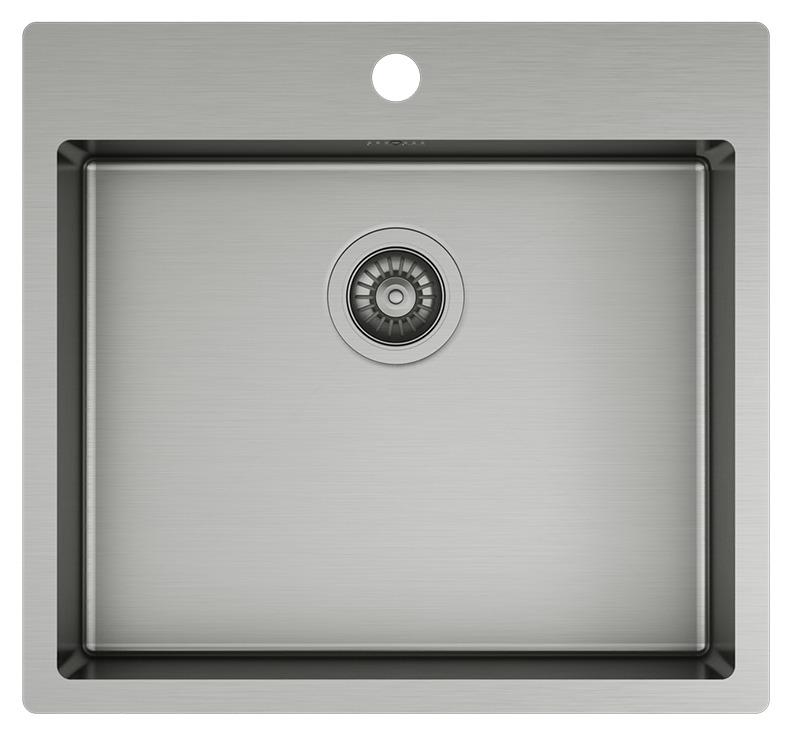 Lavabo KUBUS 540 soft PVD Gunmetal Edelstahlspüle mit Hahnlochbank / Ausschnittmaße: 520 x 480 / Spüle / Lavabo / Designspüle