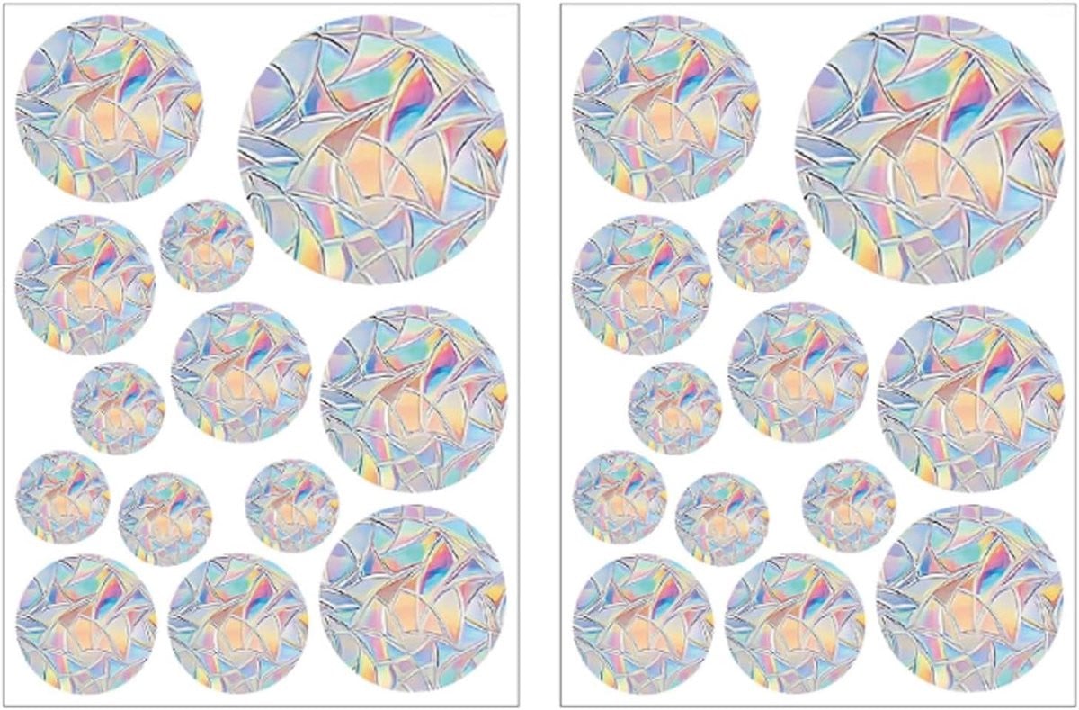 Raamstickers Suncatcher Regenboogfolie - 26 stuks Decoratieve Glasdecoratie voor Vogelbescherming - Transparant
