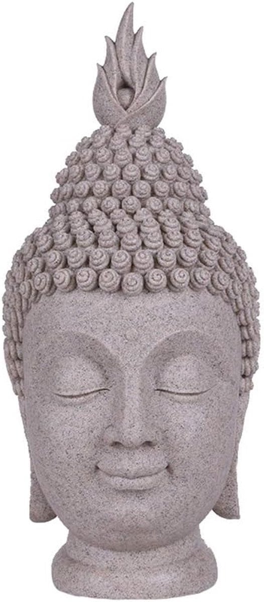 Grijs Boeddha Hoofd Beeld Decoratie Sculptuur van Zandsteen Handwerk, Hoogte: 40 cm