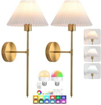 Friendly Fresh Finds Wireless Wall Light Battery Powered RGB Wall Sconce With Remote Detachable Rechargeable Bulb purple nature White(3500 5500k)